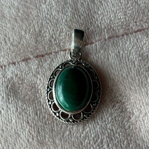 Elegant Silver and Malachite Pendant